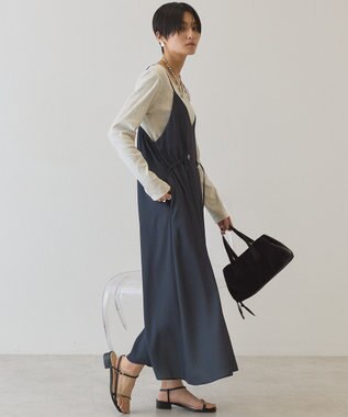 AMERICAN HOLIC サイドシャーリングVネックドットキャミワンピース Gray