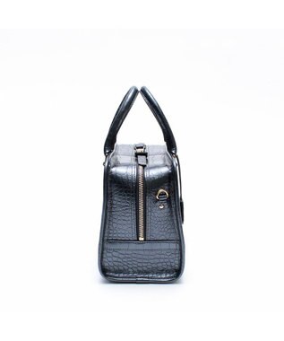 A.D.M.J. 【牛革】クロコ型押しヘリ巻きボストン28cm オニキスパーライズ