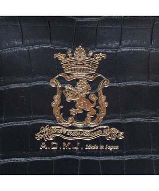 A.D.M.J. 【牛革】クロコ型押しヘリ巻きボストン28cm オニキスパーライズ