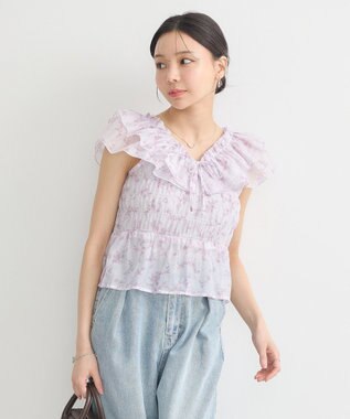 earth music&ecology ダブルフリルノースリブラウス Pink