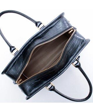 A.D.M.J. 【牛革】クロコ型押しヘリ巻きボストン28cm オニキスパーライズ