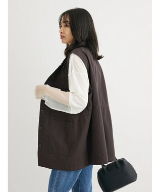 Green Parks 袖チュールドッキングシアープルオーバー Off White