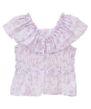 earth music&ecology ダブルフリルノースリブラウス Off White