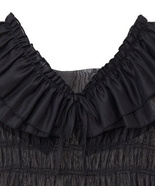 earth music&ecology ダブルフリルノースリブラウス Black