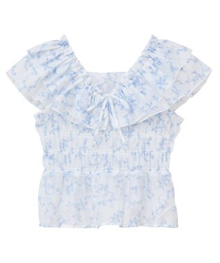 earth music&ecology ダブルフリルノースリブラウス Off White