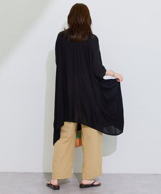 Green Parks ハシゴレースレーヨンクレープチュニック Black
