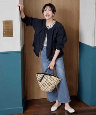 Tiaclasse 【安田美沙子さん/小倉優子さん着用】【洗える】ストレッチワイドデニム ブルー