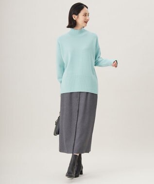 自由区 L 【WEB限定カラーあり・洗える】ウールカシミヤブレンドハイネック ニット ライトアクア
