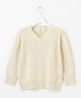 J.PRESS LADIES 【洗える】GIMA COTTON ミックスカラー Vネック ニット イエローMIX系