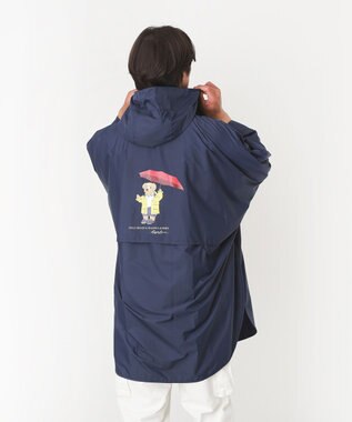 MOONBAT POLO RALPH LAUREN レインポンチョ レインベア 50デニール生地／着丈98cm 収納袋付き ネイビーブルー