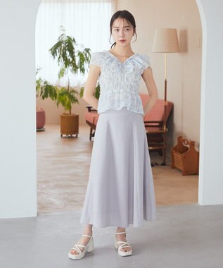 earth music&ecology ダブルフリルノースリブラウス Off White