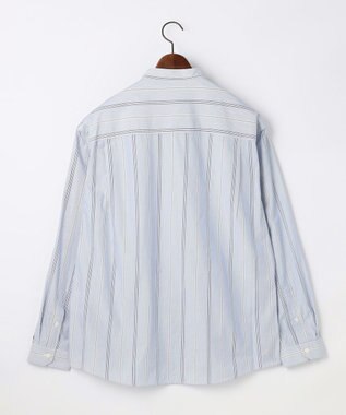 JOSEPH ABBOUD 【シルクブレンド】シルクコットンストライプバンドカラー シャツ ブルー系2