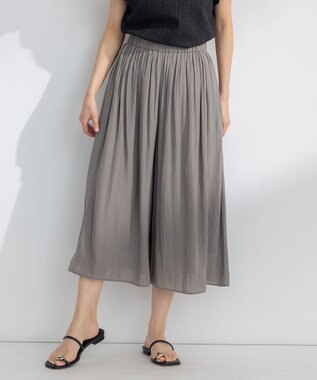 組曲 【ウエストゴム・WEB限定】シアープリーツライクシフォン パンツ グレー系