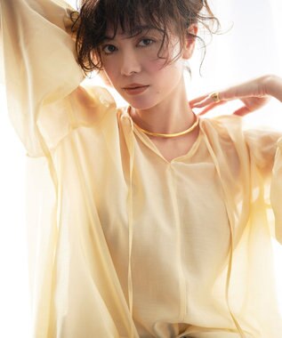 UNFILO シアーギャザーブラウス ライトイエロー