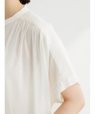 Green Parks インド綿 　ギャザー５分袖チュニック Off White