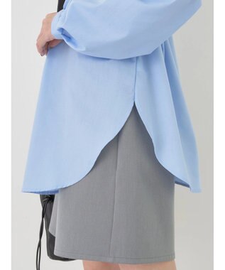 earth music&ecology ＳＥＴ２点ニットビスチェ＋ノーカラーシャツ Sax