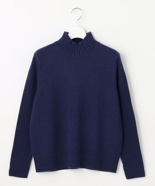 J.PRESS LADIES L 【洗える】CASHBIT ハイネック ニット ブルー系