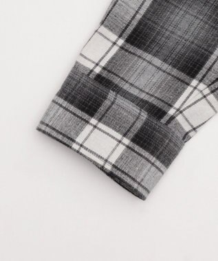 WEGO 【25年秋冬新作/ユニセックス着用ITEM/MLサイズ展開】オンブレチェックフードネルシャツ（LS） ブラックチェック1