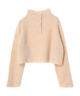 earth music&ecology フワフワＭＩＸハイネックショートニット Light Beige