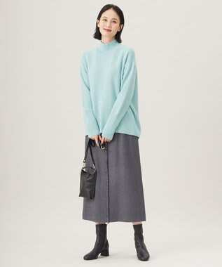 自由区 L 【WEB限定カラーあり・洗える】ウールカシミヤブレンドハイネック ニット ライトアクア