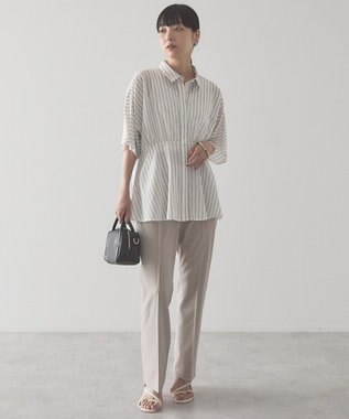 AMERICAN HOLIC 【予約】【接触冷感】ストライプペプラムブラウス Stripe Ivory