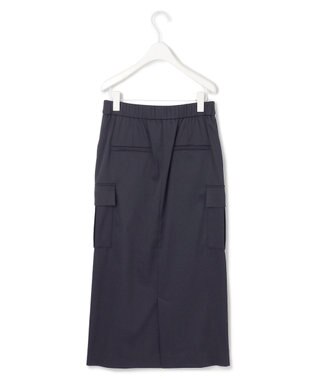 ICB L 【洗える】ウォームサテン カーゴスカート ネイビー系