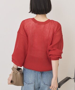 AMERICAN HOLIC 【前後2WAY】透かし編みニットカーディガン Red