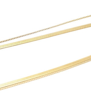 YECCA VECCA 2連スネークチェーンステンレスネックレス Gold