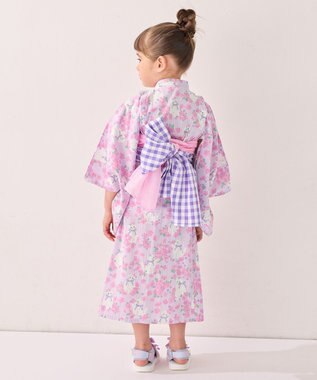 ANY KIDS 3WAY ロング丈 浴衣 セット ラベンダー×白ネコ