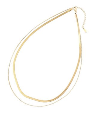 YECCA VECCA 2連スネークチェーンステンレスネックレス Gold