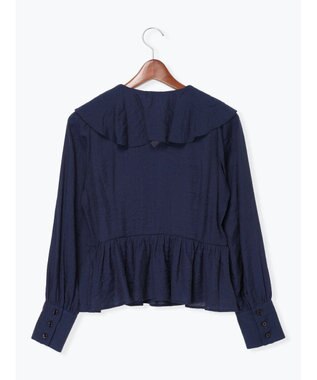 Te chichi ラッフルフリルペプラムブラウス ネイビー