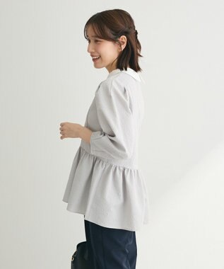 Green Parks ef-de 衿取り外しペプラムブラウス Light Gray
