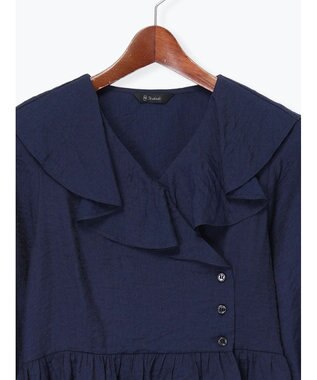 Te chichi ラッフルフリルペプラムブラウス ネイビー