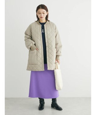 Green Parks 撥水加工　中綿キルトミドル丈コート Light Beige