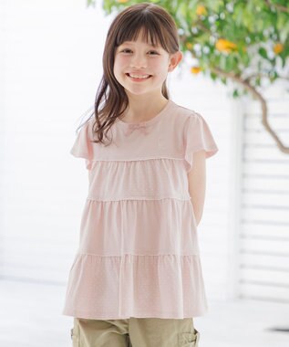 組曲 KIDS 【150-160㎝】 ドットティアードチュニック ピンク