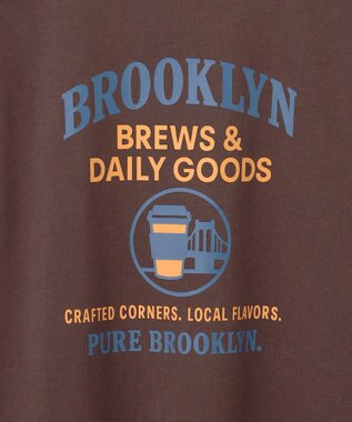 J.PRESS YORK STREET 【WOMEN】カフェロゴプリント Tシャツ ダークブラウン系