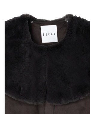 Green Parks ■ＥＳＣＡＲ　フラッフィーケープ付ショートコート Charcoal Gray