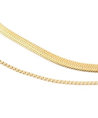 YECCA VECCA 2連スネークチェーンステンレスネックレス Gold