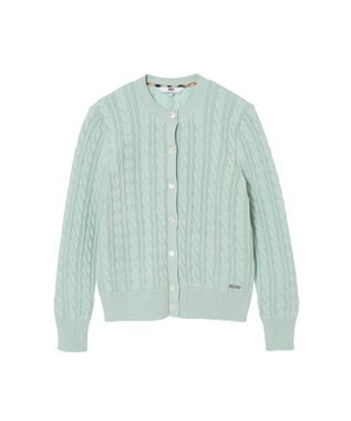 DAKS ミックスケーブルニットカーディガン シルトグリーン