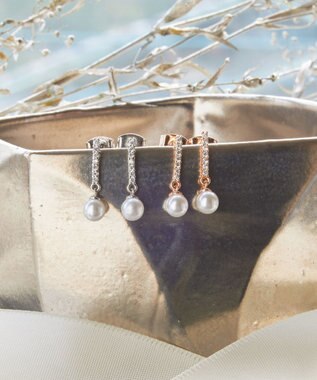 Tiaclasse 【金属アレルギー対応・養殖パール】ストーンバー＆パールピアス シルバー