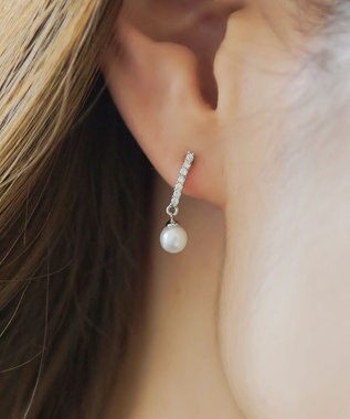 Tiaclasse 【金属アレルギー対応・養殖パール】ストーンバー＆パールピアス シルバー