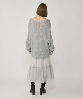 GRACE CONTINENTAL スパンコール畦ニットトップ グレー