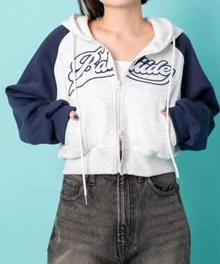 WEGO カレッジロゴラグランジップパーカー ネイビー