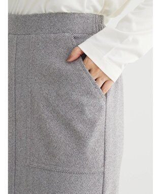 Green Parks 柄圧縮ポンチＩラインスカート Herringbone