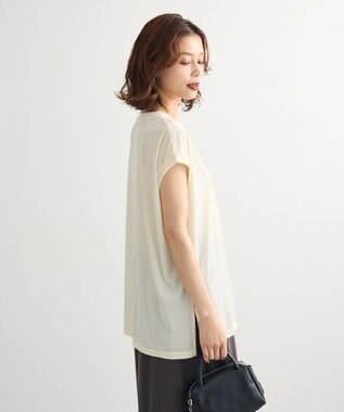 Green Parks ベロアロゴフレンチスリーブチュニック Ecru