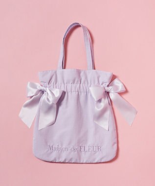 Maison de FLEUR ギンガムチェックダブルリボントートバッグ