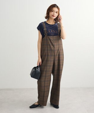 Green Parks ベロアロゴフレンチスリーブチュニック Navy