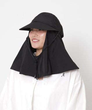 MOONBAT 【遮光100％/UVカット100％】フワクール (Fuwacool)  日差しを完全遮断バッククリボンワイドキャップ　遮光100　UV100 ブラック