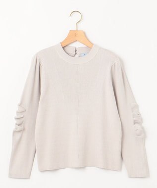 組曲 Elena フリルスリーブ ニットプルオーバー ライトグレー系