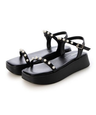 MODE ET JACOMO <noyau>パールデザイン厚底スポーツサンダル ブラック